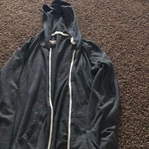 Grey hooded fleece jacket